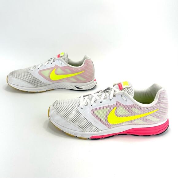 Nike Zoom Fly Dynamic Support Women Running Sneakers Size 10 White Pink Yellow - Picture 3 of 16